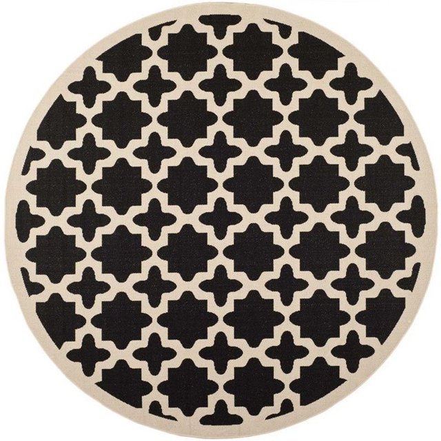 Safavieh Courtyard Tapis Intérieur Extérieur Noir - Rond 5 Pieds3 Pouces
