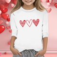 thumbnail image 2 of PMVFHDE Hauts d'Été pour Filles T-Shirts Graphiques pour Filles Hauts d'Été Tendance Hauts pour Filles T-Shirt Robes pour Filles Imprimé de la Saint-Valentin Col Rond Fonctionnel Manches 3/4 T-Shirt Blanc, 9-10 Ans, 2 of 4