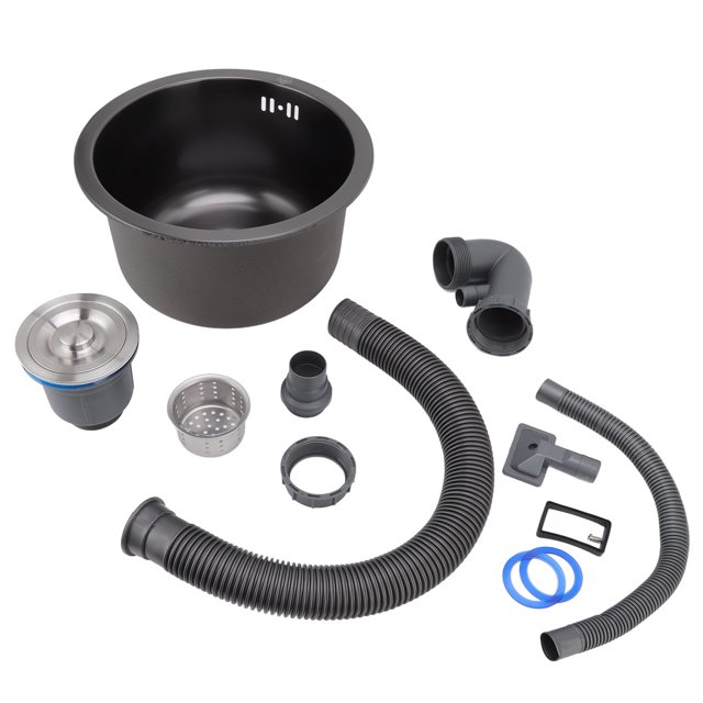 Undermount Round Bar Sink, Stainless Steel Bar Sink High Capacity For Home Black