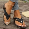 thumbnail image 2 of Womens Wedge Orthopedic Flip Flops Slides Sandals for Plantar Fasciitis Comfortable Walking Dress Slip on, 2 of 6