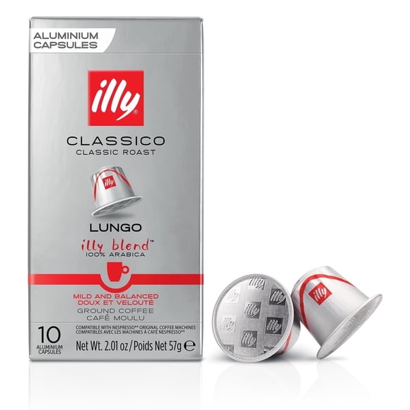 Illy Espresso Capsules Compatibles, Classico Lungo Torréfaction Moyenne, 100 % Arabica, Lot de 10