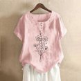 thumbnail image 1 of Soldes d'Été Iumwxz Chemises de la Saint-Valentin pour Femmes T-Shirts Basiques Confortables Hauts pour Femmes Imprimé Floral Hauts à Manches Courtes Col Rond Blouse pour Femmes Offres Spéciales Cocktail, 1 of 4