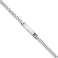 thumbnail image 1 of 14K White Gold Medical Red Enamel Figaro Link ID Bracelet, 1 of 3