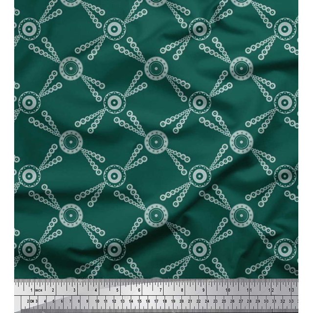 Soimoi polyester Crepe Fabric Dots & Circle Geometric Print Fabric by the Yard 42 Inch Wide