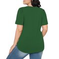 thumbnail image 4 of Penkiiy T-Shirts pour Femmes à Manches Courtes Plissés Chic Décontracté Col Rond Hauts d'Été Chemisiers m Vert, 4 of 8