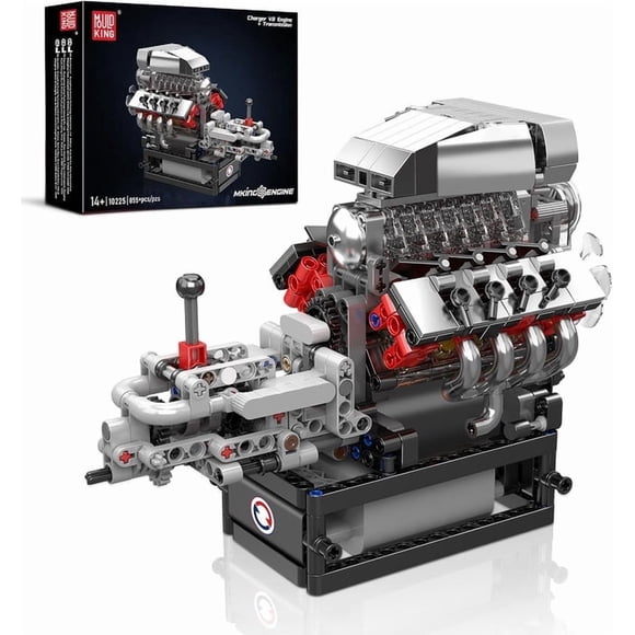 Mould King Maquette de Moteur V8 Qui Fonctionne, Ensemble de Construction STIM Motorisé de 855 Pcs avec Pistons Mobiles, Boîte de Vitesses et Vilebrequin Fonctionnels, Trousse de Construction de Moteur Mécanique DIY pour Adultes et Ados 14+