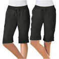 thumbnail image 2 of Timegard Cargo Shorts Women Elastic Waisted Drawstring Straight Leg Hiking Outdoor Half Pants with Pockets, 2 of 7
