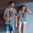 thumbnail image 4 of Chandails à Manches Courtes pour Couples Assortis, Imprimé de Lettres de la Saint-Valentin, Col Rond, Mode, Confortable, Coupe Ample, T-Shirt Décontracté Léger, Tunique, Haut Confortable et Doux, Mari Femme, Tee, Chandail, Ensembles, Gris, TG, 4 of 6