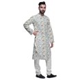 thumbnail image 2 of Atasi Button Down Asymmetric Printed Long Sleeve Rayon Kurta Pyjama Set, 2 of 4