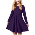 thumbnail image 1 of Zanarzt Robe Tutu pour Tout-Petits Filles à Manches Longues Robes T-Shirt Enfants Automne Robe Patineuse Ligne A Violet Foncé, 13-14 Ans, 1 of 6