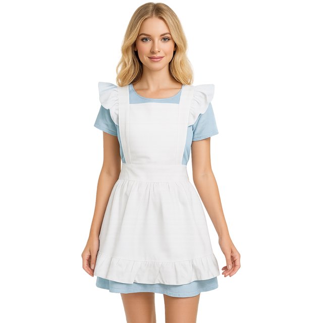 Aspire Retro Ruffle Apron, Adjustable Kitchen Cooking Apron for Women Girls, Vintage Baking Apron Maid Costume - S