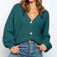 thumbnail image 1 of XZNGL Ladies Fashion V-Neck Solid Color Button Loose Sweater Outer Sweater, 1 of 7