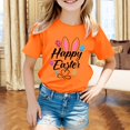 thumbnail image 2 of PMVFHDE Tenue de Pâques Fille T-Shirt Graphique de Pâques / Imprimé Lapin et Oeuf Manches Courtes Col Rond / T-Shirt de Fête en Coton Doux pour Tout-Petit / Tenue Décontractée Printemps Été Orange,10-11 Ans, 2 of 4