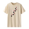 thumbnail image 4 of EQWLJWE Hauts d'Été pour Femmes Hauts pour Femmes Liquidation Mode Femme T-Shirt à Manches Courtes Col Rond Imprimé Blouse Ample, 4 of 5