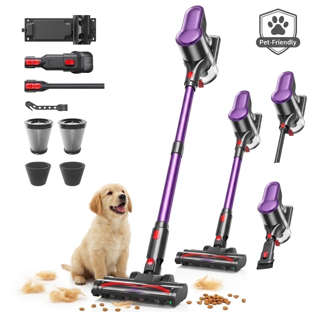 Cordless Vacuum Cleaner, 500W,45Kpa,50Mins Stick Vacuum for Floors ...