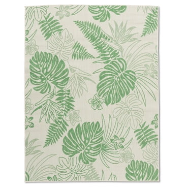 Erbanica Tapis Intérieur Extérieur à Séchage Rapide, Feuille Verte, Résistant aux Intempéries