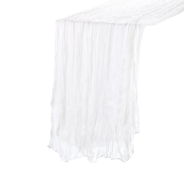 Unique Bargains Chemin de Table en Étamine 11 Pieds 35 x 134 Pouces Nappe en Gaze Rustique, Blanc