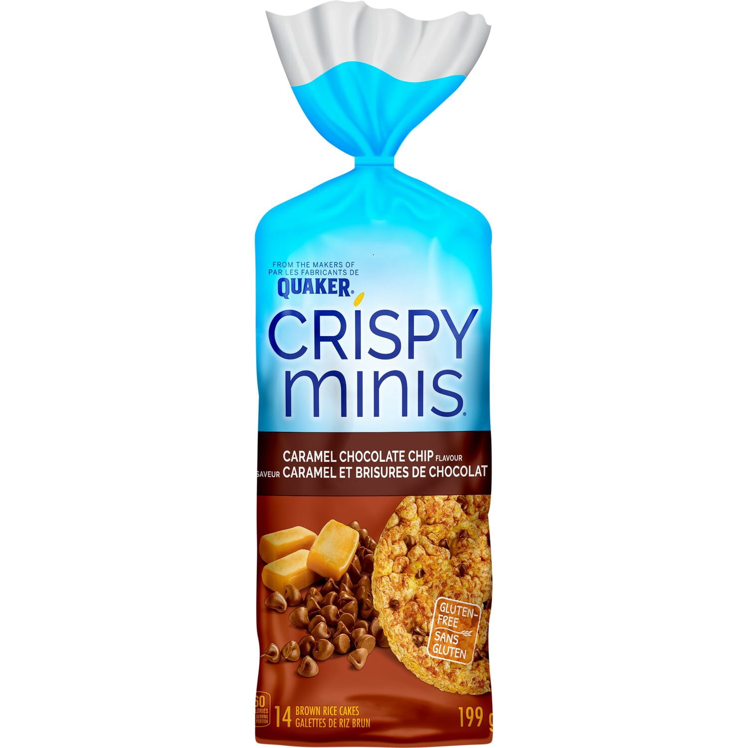 Quaker Crispy Minis Galettes de riz brun Saveur Caramel et brisures de chocolat