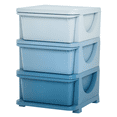 thumbnail image 1 of Qaba 3 Tier Kids Toy Organizer with 3 Plastic Storage Bins, Blue, 1 of 10