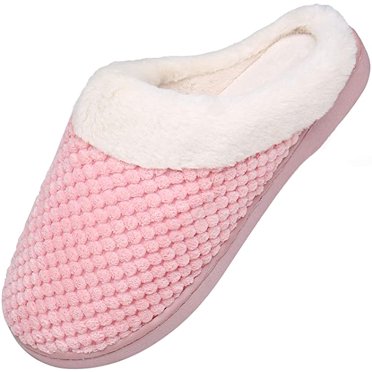 Pantoufles d'Hiver Chaudes pour Femmes et Hommes, Mousse Mémoire, Pantoufles en Peluche Antidérapantes, 4 - 5.5 B(M) US Adulte