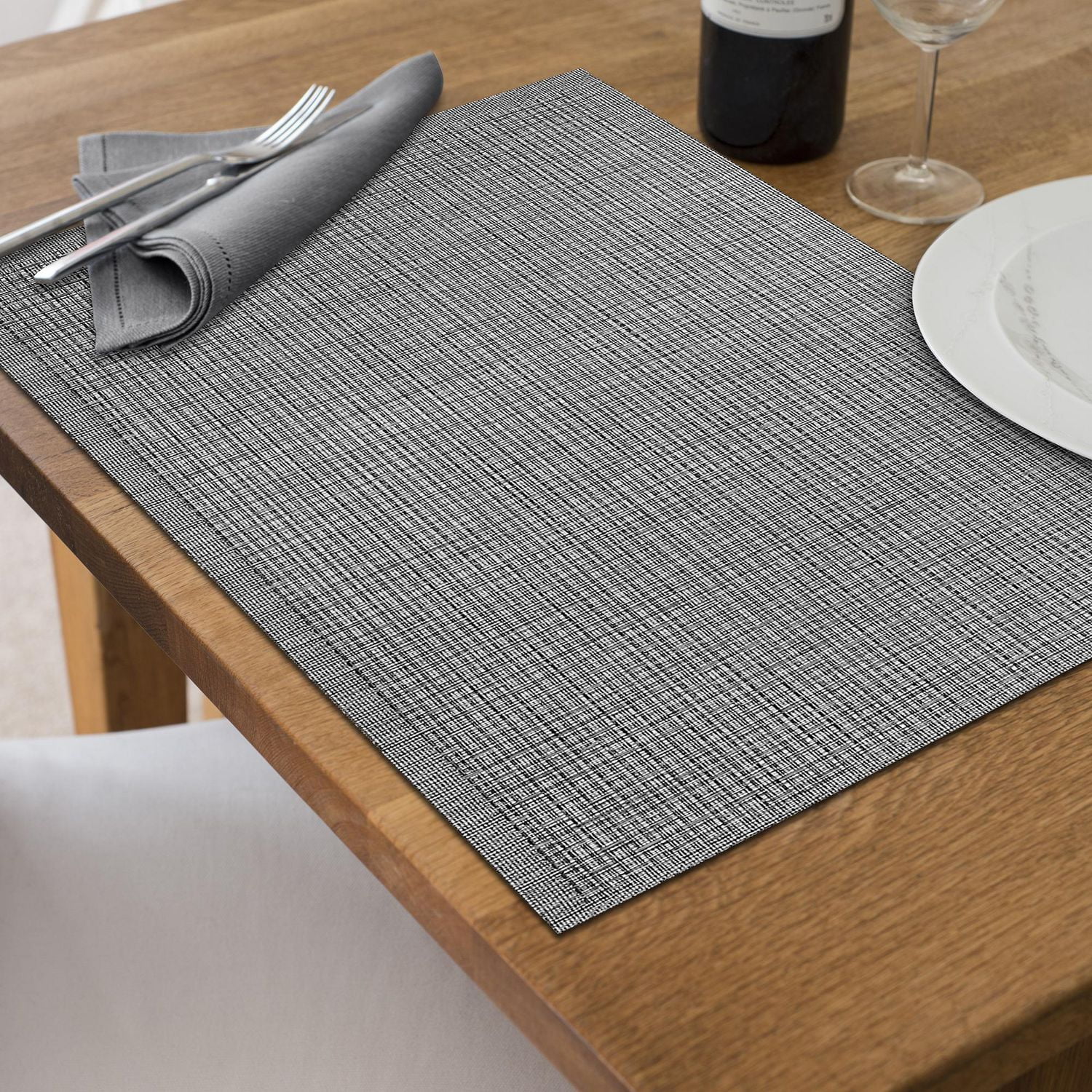 Set De Table En Pvc Tissé Avec Lurex Gris - Lot De 12