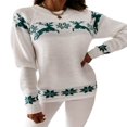 thumbnail image 1 of Chandails de Noël Laids pour Femmes Col Roulé Manches Longues Imprimé Flocon de Neige Élan Hauts en Tricot Ample, 1 of 7
