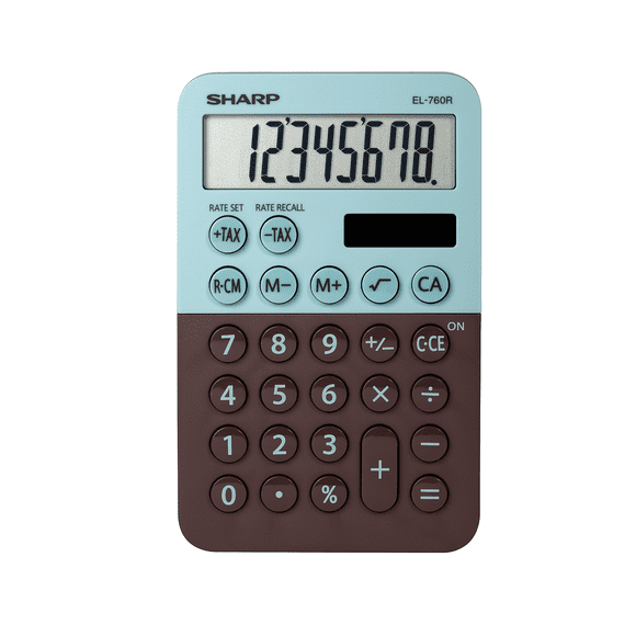 Sharp EL760RMT Student Desktop Calculator for Elementary & Middle School, XL 8-Digit Display, Twin Power, Inclined Screen, Tax Keys & Constant Calculation Function