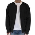 thumbnail image 2 of RXIRUCGD Cardigan en Velours Paon pour Hommes, Col Rond, Fermeture Éclair, Noir, Taille : 3TG, 2 of 8