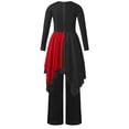 thumbnail image 4 of inlzdz Tenues de Danse Métalliques pour Filles Robe de Culte à Manches Longues avec Pantalon Ensemble pour Performance de Choeur Rouge 12, 4 of 7