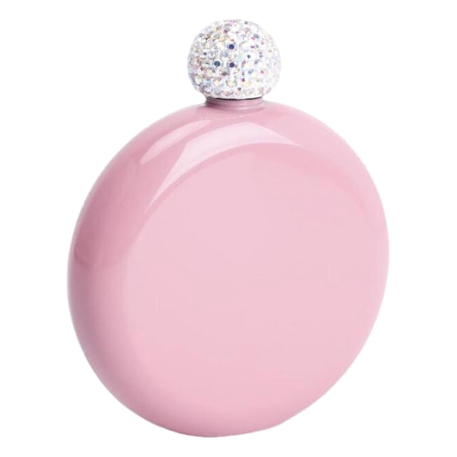 Portable Pocket Hip Leakproof Round Stainless Steel Bottle for pink