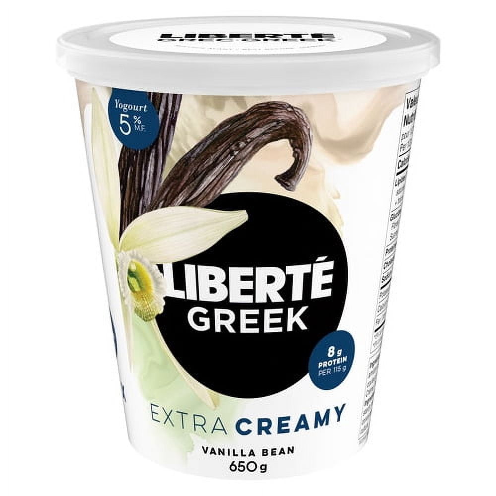 Liberté Grec Yogourt Extra crémeux 5 %, Gousse de vanille, Teneur élevée en protéines, 650g