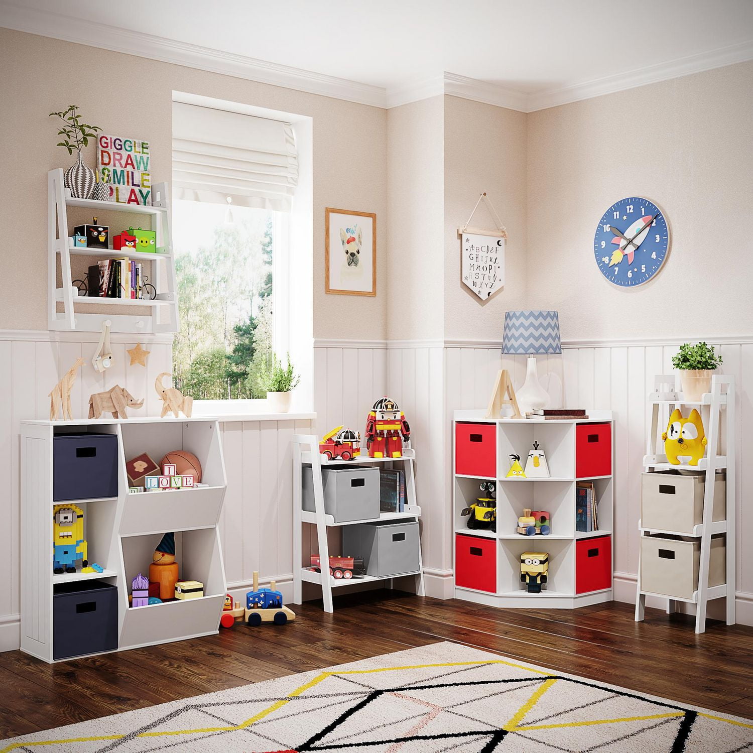 Maison RiverRidge® Rangement à 3 casiers et 2 bacs à légumes pour enfant, blanc