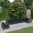 thumbnail image 1 of vidaXL 7 Piece Garden Lounge Set with Cushions Poly Rattan Dark Grey, 1 of 4