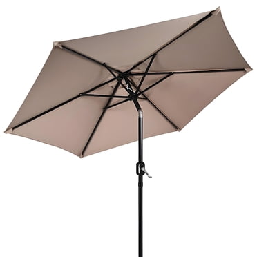 7.5FT Round Patio Umbrella with Tilt and Crank, 6 Ribs Ourdoor Market Table Parasol Sun Shelter Centred Umbrellas for Garden, Backyard, Pool
