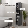 thumbnail image 4 of HOMCOM Armoire de Rangement Haute pour Salle de Bain avec Tablette à 2 Niveaux et 2 Portes Gris, 4 of 10