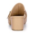 thumbnail image 2 of BLISSFUL STEP Women's Shoes Buckle Strap Pointed Toe Chunky Heel PU Vamp Mule Shoes Khaki 11, 2 of 8