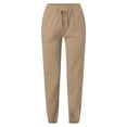 thumbnail image 4 of FNFYFH Clearance Cotton Linen Pants for Women Drawstring Elastic Pant with Pockets Solid Trousers,Gray, 4 of 4