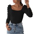 thumbnail image 1 of AherBiu Womens Blouses Trendy Long Sleeve Comfy Tops Ribbed Knitted Slim Tight Stretchy Fall Shirts, 1 of 7