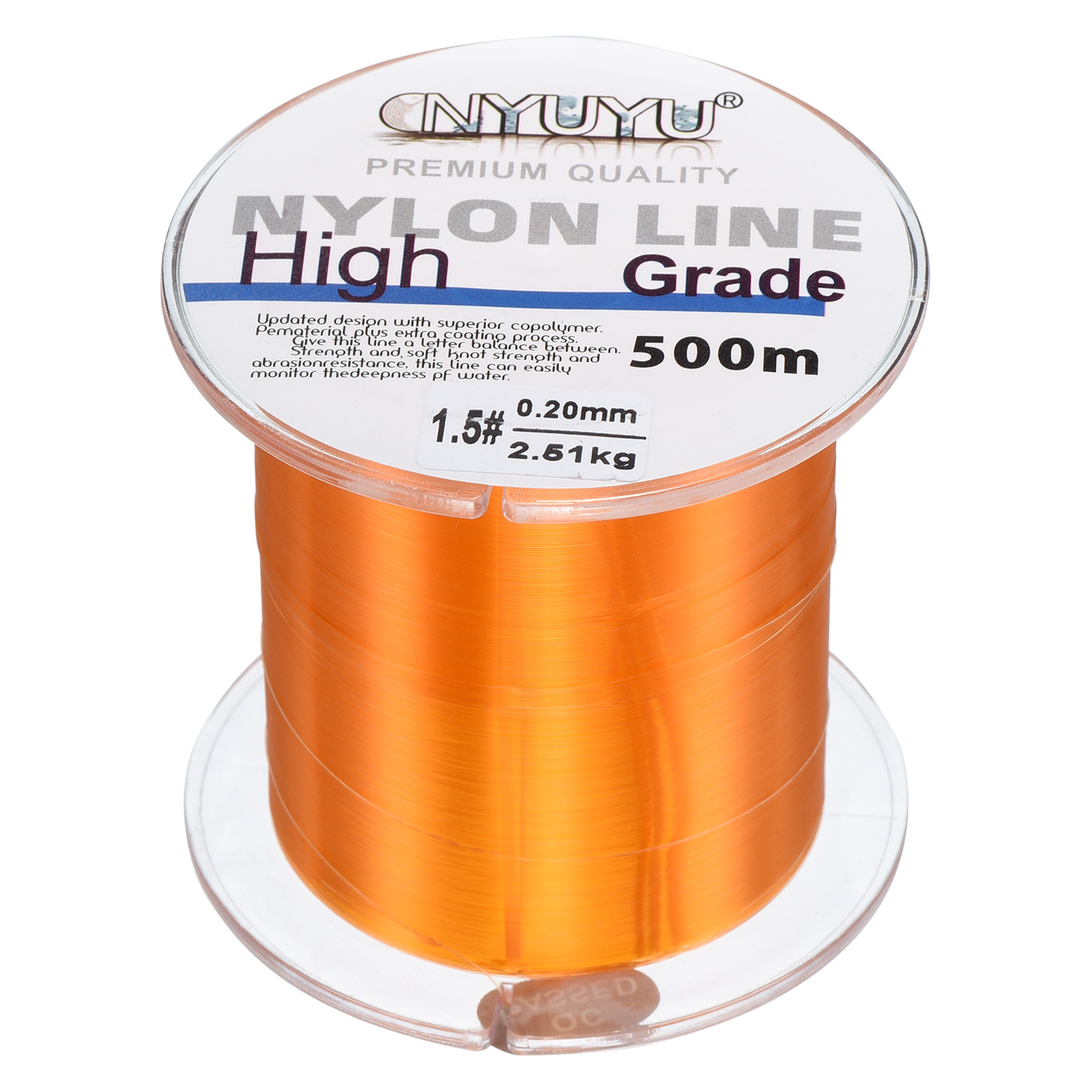 Uxcell 547Yard 6Lb Fluorocarbon Coated Monofilament Nylon Fishing Line Orange