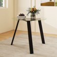 thumbnail image 2 of Costway 36" Round Glass Dining Table for 4 with Tempered Glass Tabletop Rubber Wood Frame Black, 2 of 10