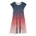 thumbnail image 4 of GDREDA Robes Fille 7 Robe d'Été pour Filles à Dégradé de Couleurs Col Rond Manches Volantées Robe Trapèze à Étages Respirante Confortable Robe Ludique pour Enfants Tout-Petits Fête d'Anniversaire et Tenue Quotidienne Bleu Marine,14-15 Ans, 4 of 5