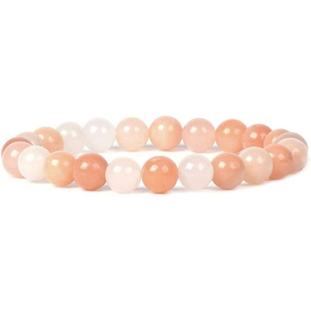 Angelstones Bracelet Extensible Unisexe en Perles Rondes de 8 mm en Aventurine Pêche Naturelle