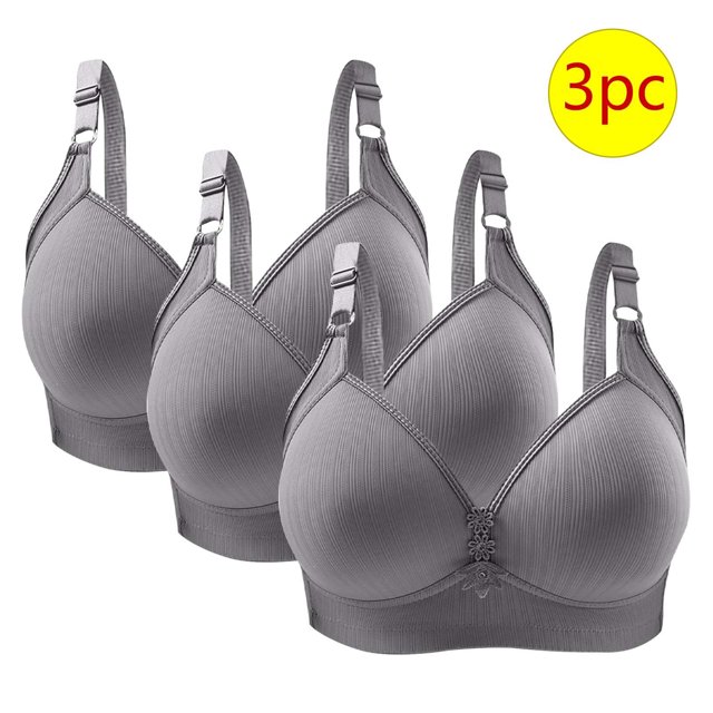Bras for Women, 3PC Womans Solid Color Daily Bra Without Steel Ring Gathering Bras