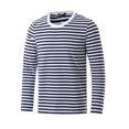 thumbnail image 1 of INSPIRE CHIC T-shirt à Manches Longues à Col Ras du Cou Rayé pour Homme en Coton, Haut à Enfiler Bleu Marine 38, 1 of 7
