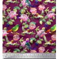 thumbnail image 1 of Soimoi Poly Georgette Fabric Leaves,Floral & Hummingbird Bird Print Fabric by the Yard 42 Inch Wide, 1 of 3