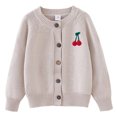 thumbnail image 2 of Zwiiyzr Girls Sweaters Kids Open Front Button Down Long Sleeve Knit Cardigans Sweater Cardigan Jacket 2-8Y Khaki, 2 of 3