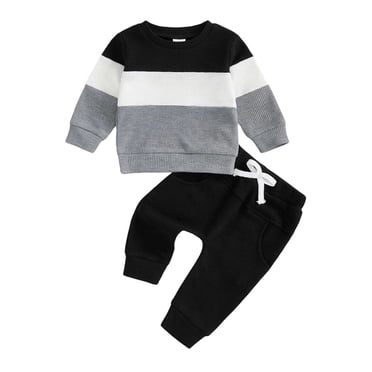 Zshosam Kids Matching Fall Outfits Toddler Fall Baby Boy Clothes Print Long Sleeve Sweatshirt Elastic Waist Pants Set Baby Boy Fall Outfits Size 6 12 Months,(Black 6-12 Months)