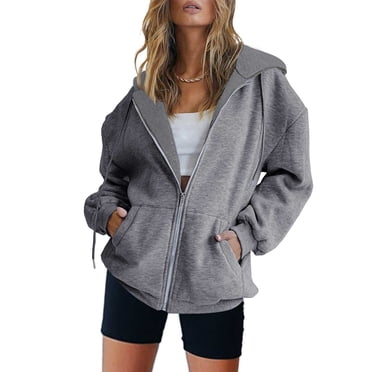 Pisexur Women's Zip Up Hoodies Casual Lightweight Loose Thin Top Long Sleeve Hooded Sweatshirts Fall Track Jacket with Pocket