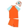 thumbnail image 4 of Akiihool Boy Rash Guard Long Sleeve Boys 2-Piece Swim Set, Short Sleeve Surf Shirt and Trunks, UPF 50+ Sun Protection (Orange,4-5 Years), 4 of 4