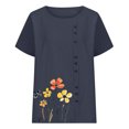 thumbnail image 4 of Pisexur Hauts d'Été pour Femmes, Hauts pour Femmes, Hauts de Sortie pour Femmes, Hauts pour Dames, T-Shirt d'Été à Manches Courtes Col Rond Imprimé Mode Décontractée Marine,G, 4 of 5